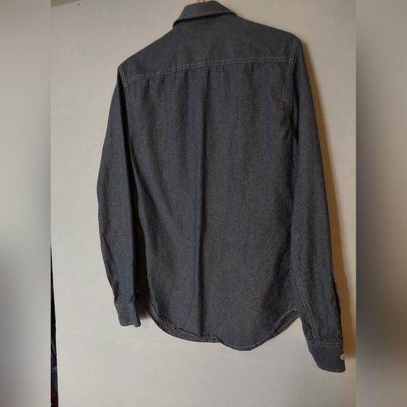 Menora Denim Shirt, Men's Long Sleeve Chambray Denim Shirt, Size Small - Picture 2 of 8